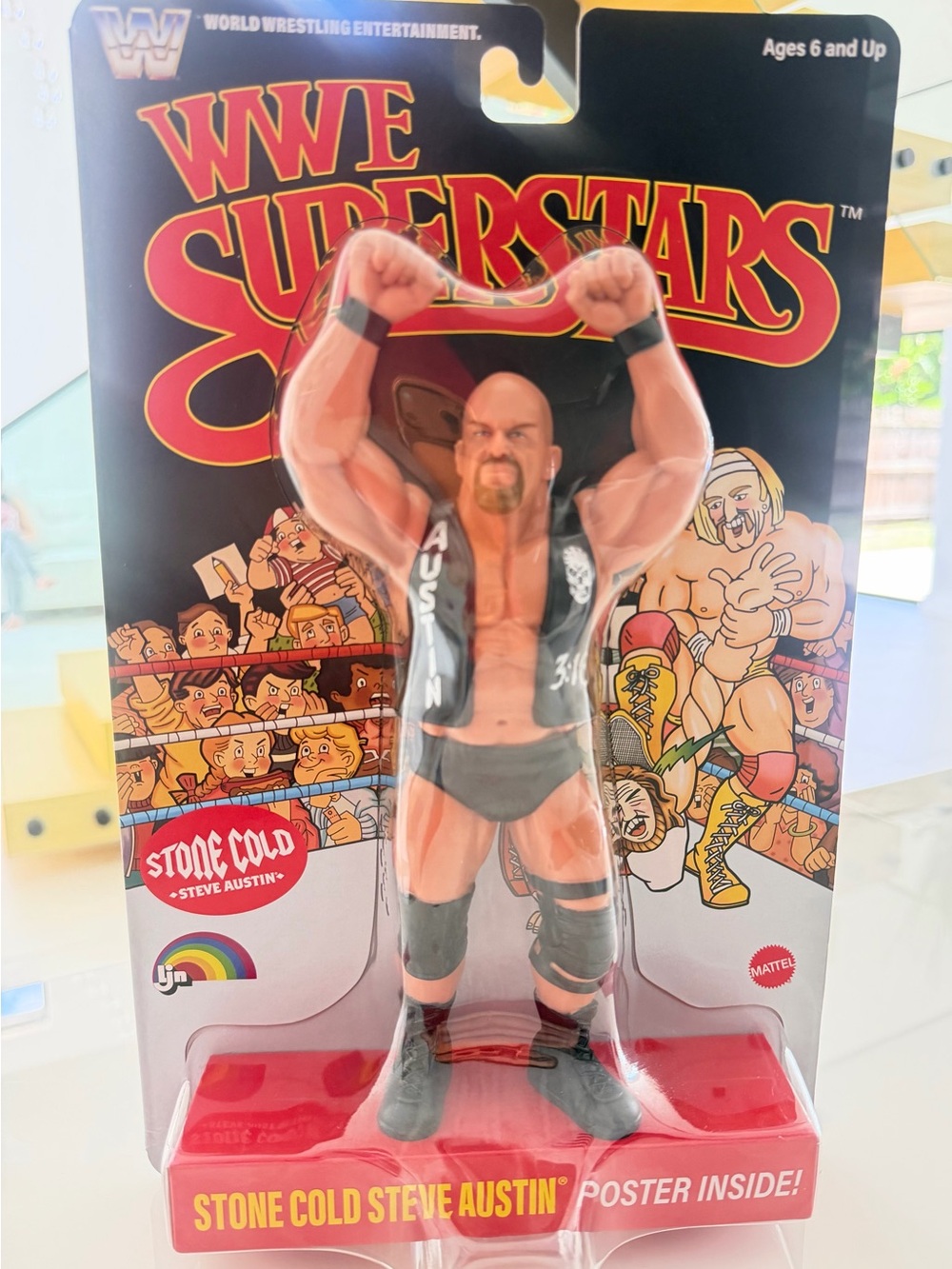 WWE SuperStars Blue Backing Card Display - Red Logo, White Text